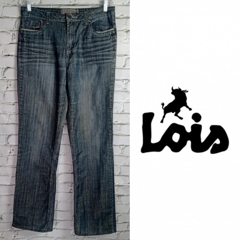 LOIS Womens Distressed Relaxed Blue Jeans Size 10